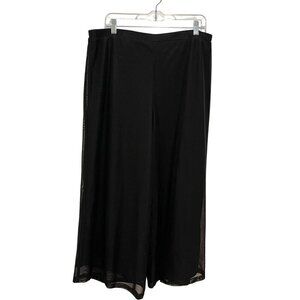 Xscape by Joanna Chen Black Sheer Overlay Wide-Leg Pants Women's Size XL